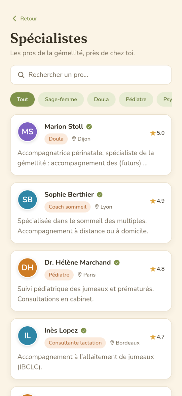 Annuaire des spécialistes de la gémellité