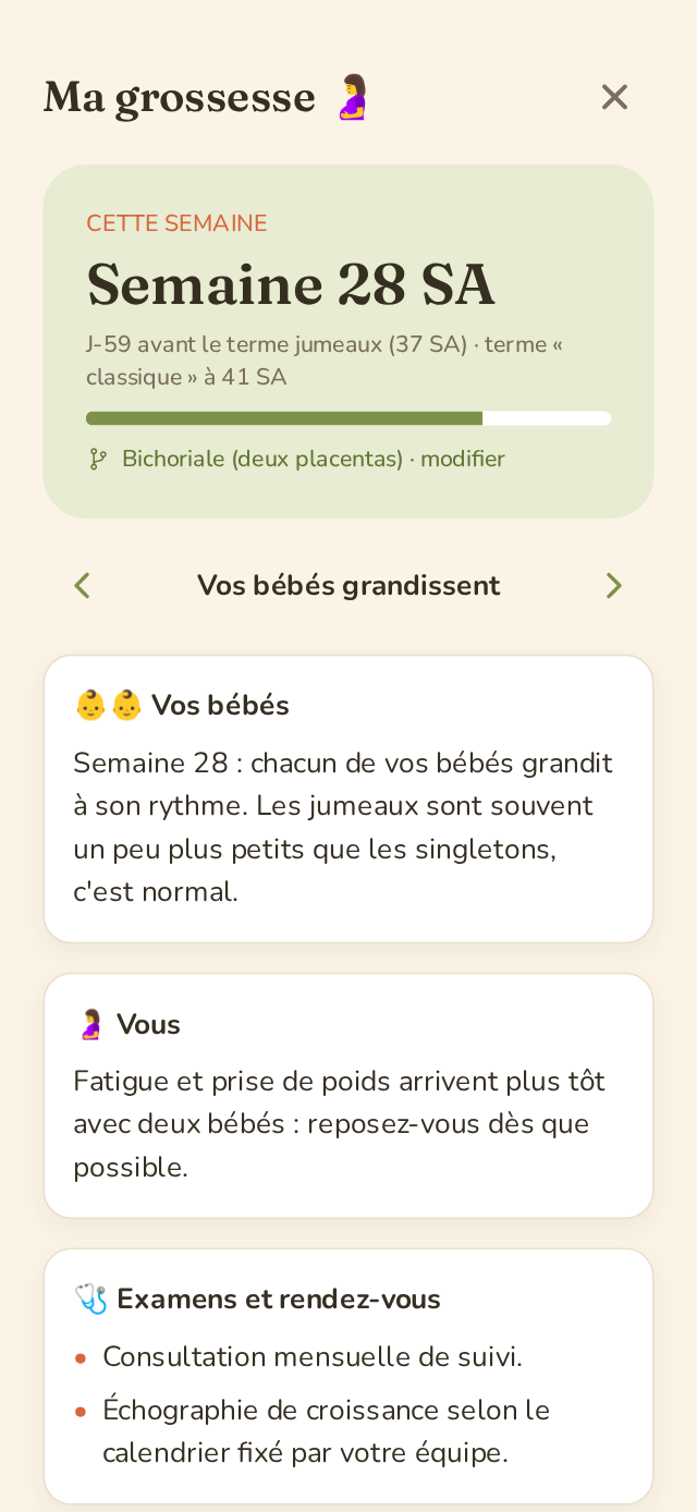 Suivi de grossesse gémellaire semaine par semaine